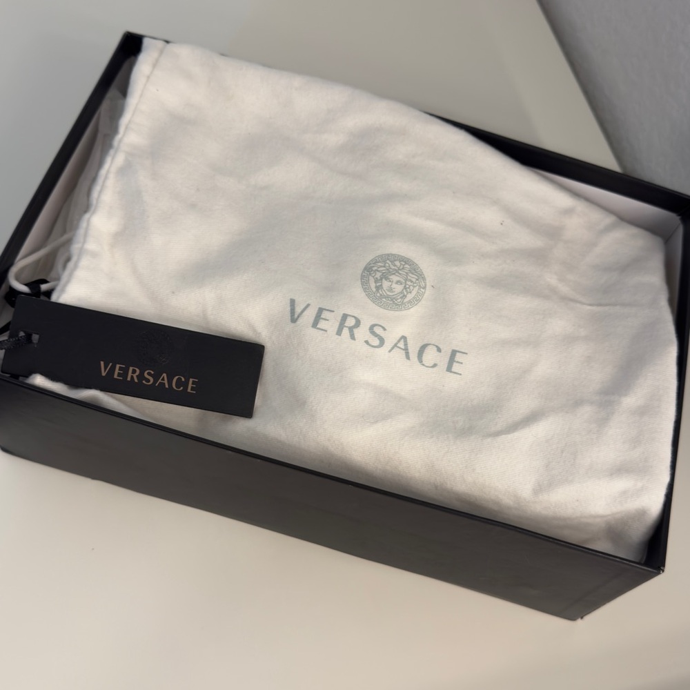 Versace White Heels with Gold Medusa Accent - Picture 6 of 7